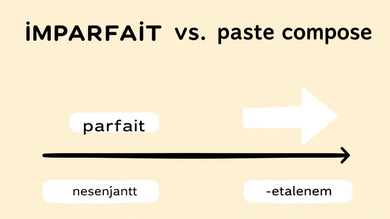 Сравнение времён imparfait и passé composé на временной шкале